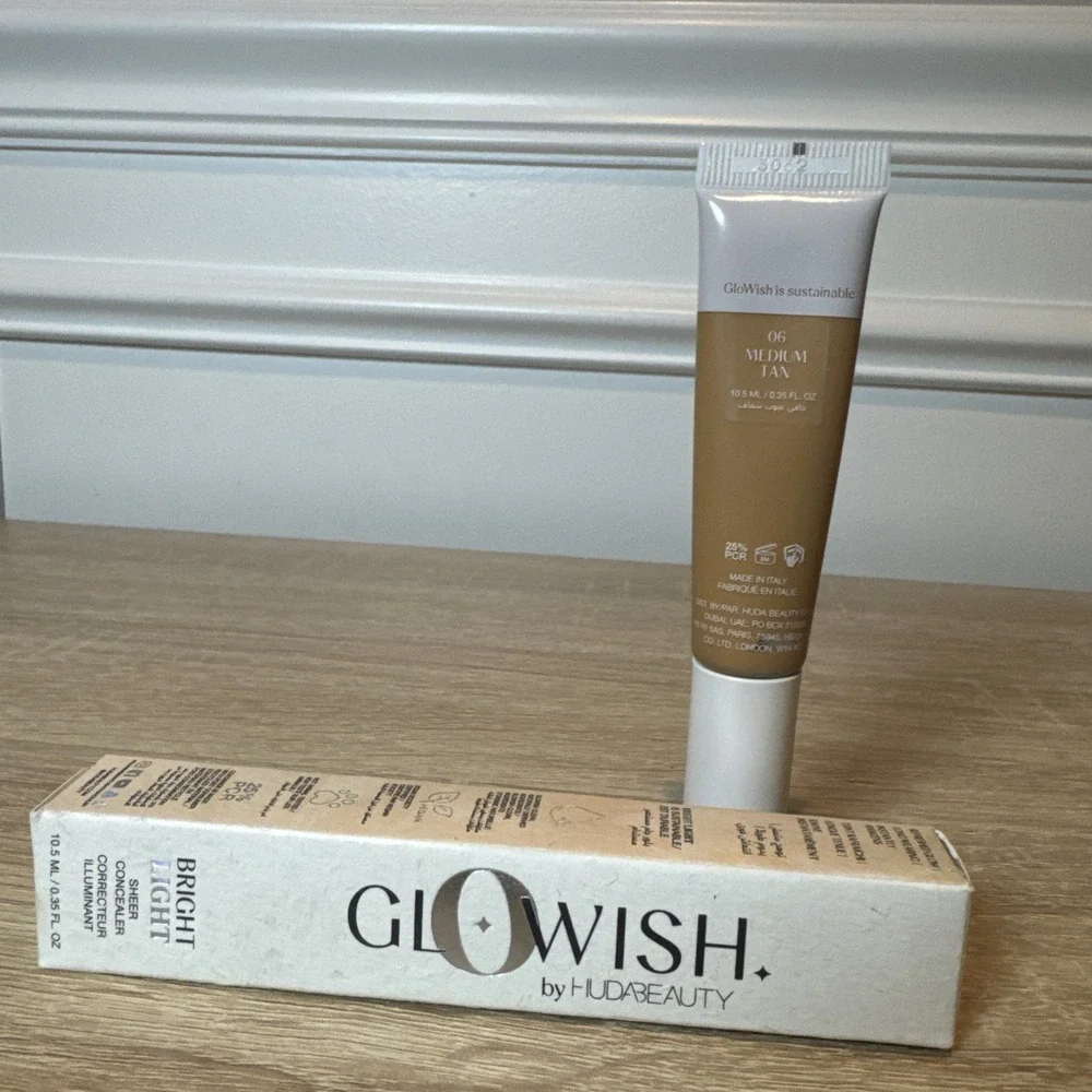 Huda Beauty GloWish Bright Light Sheer Concealer - 06 Medium Tan - .35 fl oz New